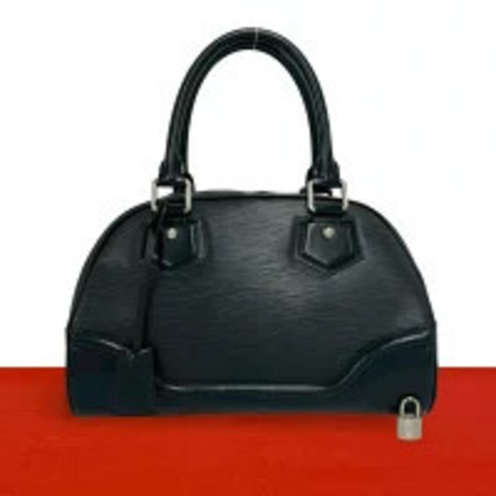 Louis Vuitton Bowling Montaigne Epi Leather Handbag Boston Bag Noir Black